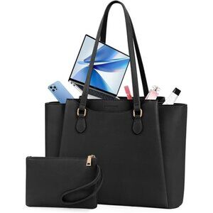 Women 15.6 Inch Work Tote Bags Waterproof Black